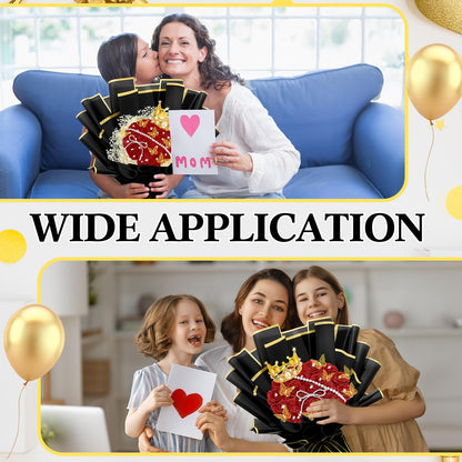 Daifunli 196 Pcs Graduation Gifts DIY Glitter Roses Bouquet Kit Artificial Flower Bouquet Kit Grad Birthday Gifts Flower Wrapping Paper 3D Butterflies Crowns for Grad Wedding Anniversary(Red)