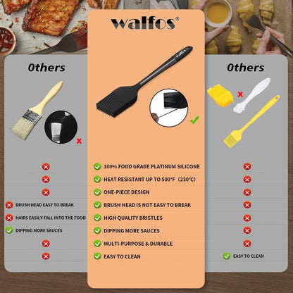 Walfos Silicone Basting Pastry Brush, Heat Resistant for Oil Butter BBQ Grill Baking, BPA Free (10")