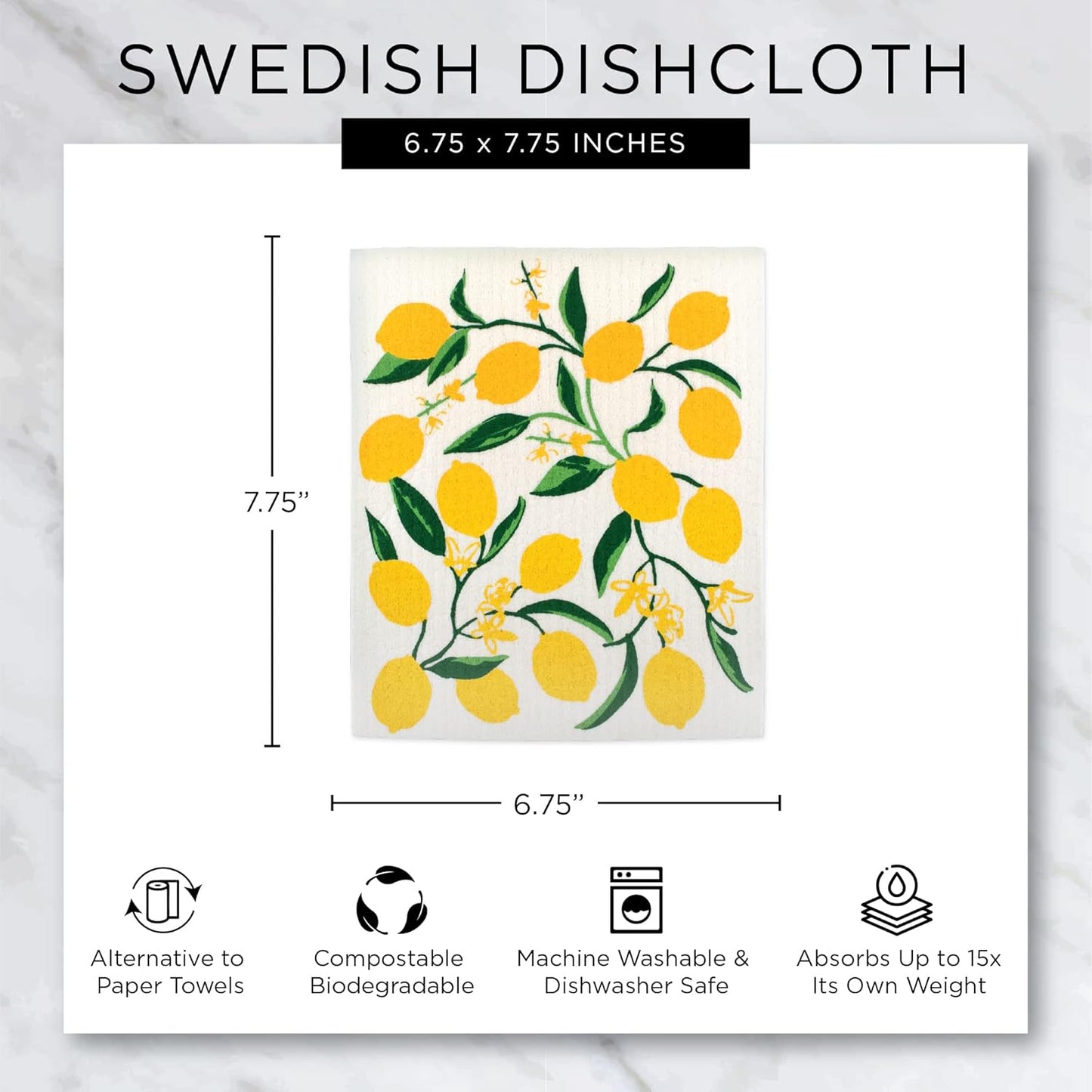 DII Reusable Swedish Dishcloths for Kitchen & Cleaning, Biodegradable, Machine Washable, 7.75 x 6.75, Cats, 3 Piece