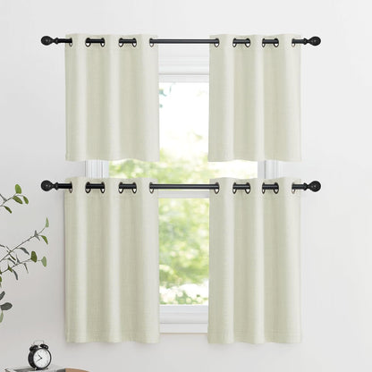 NICETOWN Blackout Curtain Valances - 30 Inch Thermal Insulating Half Curtains for Kitchen | Natural, 2 Panels