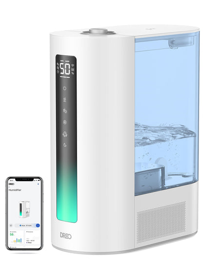 Dreo 6L Humidifiers for Bedroom, Smart Warm & Cool Mist for Large Room, 60Hr Quiet Runtime for Baby, Plant, Humidity Sensor, Indicator Light, 12H Timer, Google/Alexa, HM713S