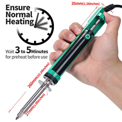 YIHUA 929D-V Electric Desoldering Soldering Iron Solder Sucker Desoldering Pump with Shorter Charging Handle and Desoldering Nozzles 1.0mm 1.2mm for Through-Hole Desoldering