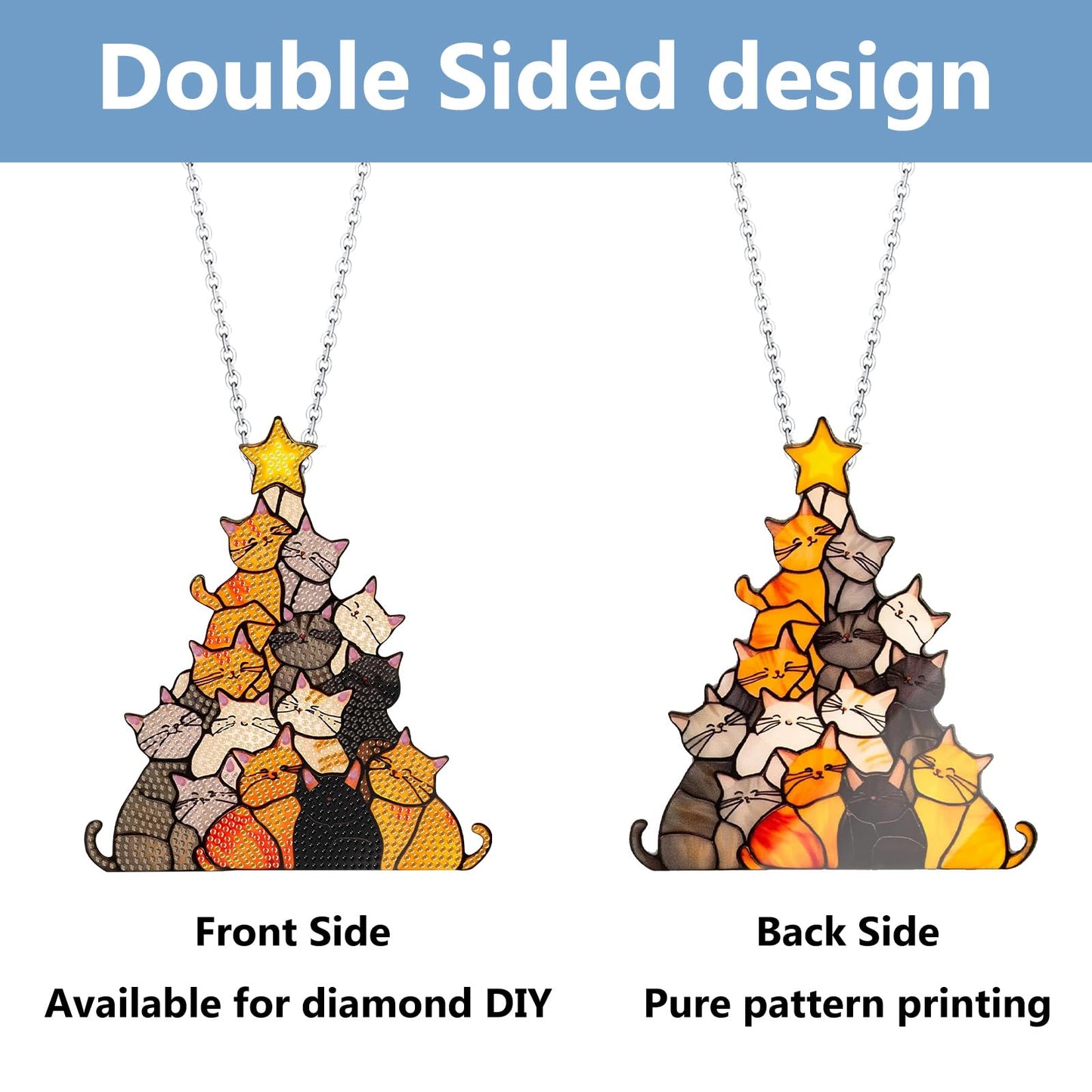 Cat Hanging Diamond Art Kits for Adults, Cat Diamond Painting Suncatchers, 5D Gem Art, Sun Catchers Indoor Window Acrylic DIY Crafts for Gift Home Decor