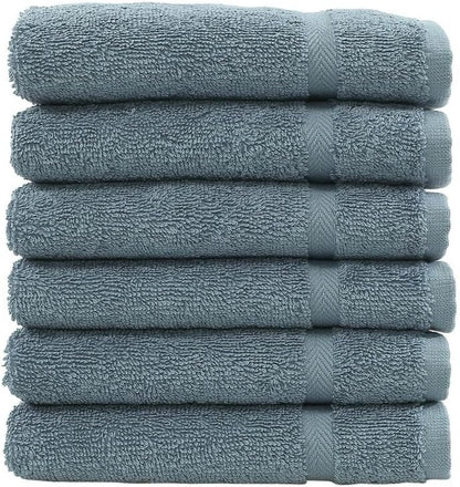 Linum Home Textiles 100% Set 6, Turkish Cotton Denzi Washcloths, of Light Blue