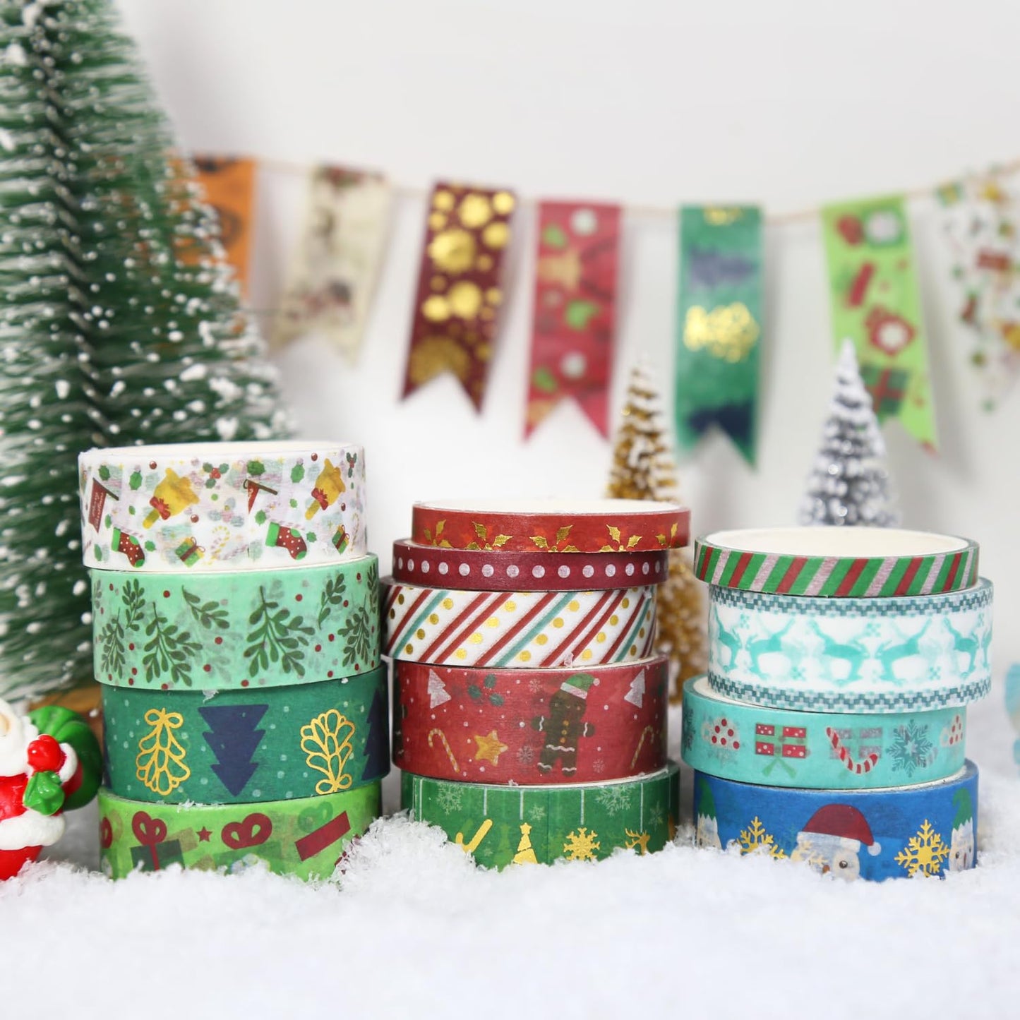 NIKOMIE 60 Rolls Holiday Washi Tape Set,4 Sizes Decorative Masking Tape Christmas Thanksgiving Fall Halloween Winter Washi Tape for Journaling Supplies Scrapbook Journal Bullet
