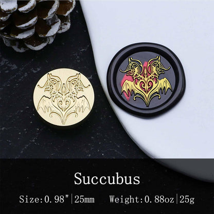 Ychostamp Supernatural Evil Wax Seal Stamp - Brass & Pearwood, Succubus Design, 0.98 inch/25mm, Envelope Sealing, Craft, Invitations, Gifts