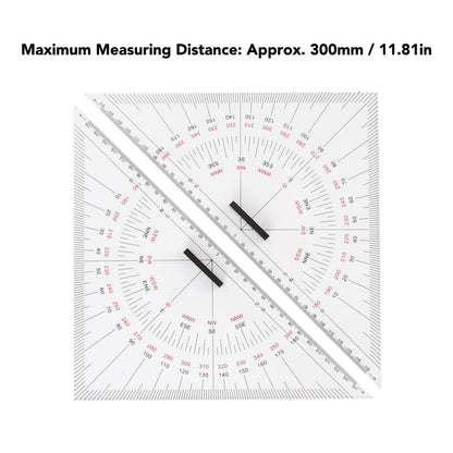 2pcs Chart Drawing Triangle Ruler, 11.81in Course Triangle Positioning Triangle Boat Architectural Stationery Navigation Plotting Kit for Training Purposes Maritime
