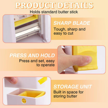 OPLCFO 2PCS Butter Cutter and Storage Case, Butter Stick Slicer for Bread Cakes Cookie