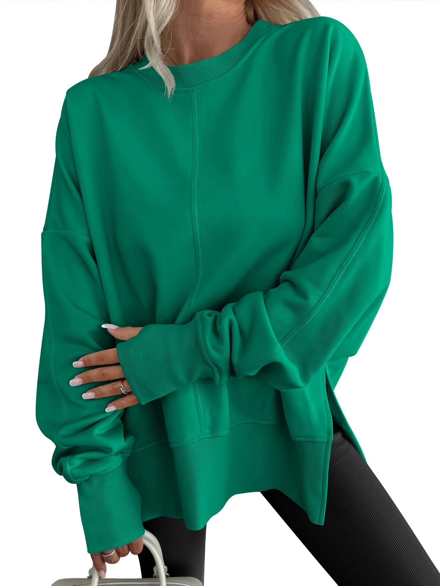 ANRABESS Women Oversized Sweatshirts Thumbhole Long Sleeve Hoodies Shirts 2025 Fall Side Slit Pullover Top Teen Y2k Outfits