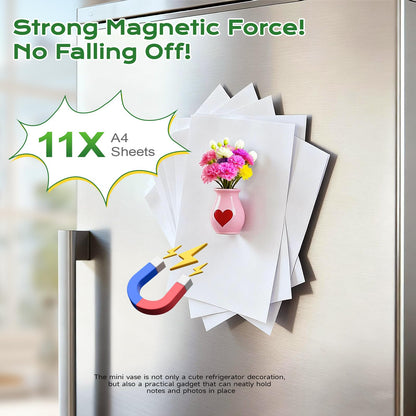 Renmxj 5 Pcs Cute Mini Ceramic Vase Fridge Magnets with Artificial Flowers