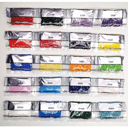 DL-YTG Diamond Painting Accessory Square AB Drills/Beads 20 Colors Rhinestone for Diamond Painting ，Manicure, Per Color=2000 Pieces