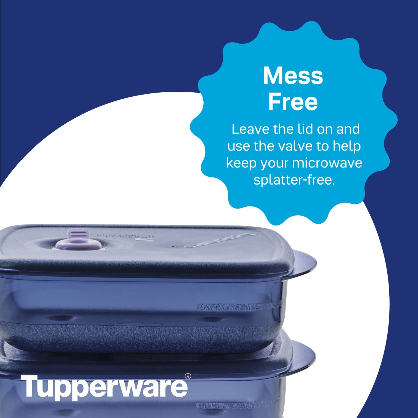 Tupperware Brand Vent ‘N Serve Container Set - 3 Medium Shallow Containers to Prep, Freeze & Reheat Meals + Lids - Dishwasher, Microwave & Freezer Safe - BPA Free