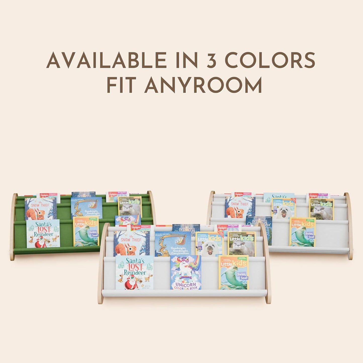 4-Tier 28.7 15.7 13.6 Kids Bookshelf - Montessori Book Shelf for Kids Rooms, Easy Installation, Eco-Friendly Wooden