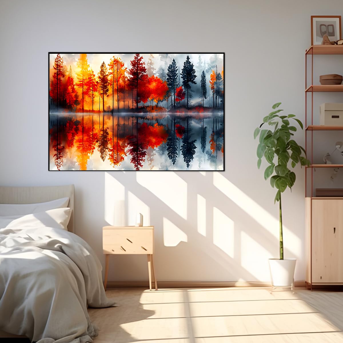 Ohhvvow 5D Lake & Forest Reflection Large Diamond Art Kit for Adults, 27.5x15.7 Inch Large Landscape Diamond Painting with Numbered Canvas, DIY Full Drill Gem Craft Kits, Serene Gift for Beginners