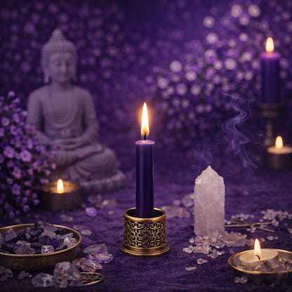 SOUL STICKS Confidence Magic Spell Color Chime Candles 20 Pack - Ideal for Altar, Rituals, Ceremonies, Meditation Purple Taper Candle for Witchcraft Supplies, Wiccan Supplies, Candles Clearance