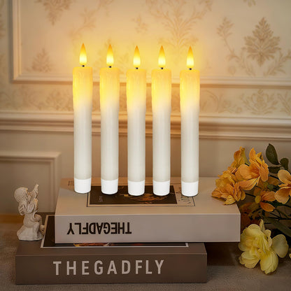 Meigic 7 Inches Dripless Flameless Taper Candles with Remote Timer Dimmer, Real Wax Battery Candlesticks, 3D Flame Fake Candlesticks for Home Wedding Christmas Decor, White, 12 Pcs