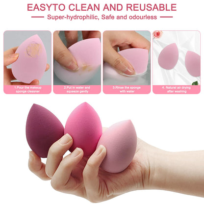 6+6 Professional Makeup Sponge Set,2.76 inch Portable Soft Sponge Setting Face Puffs,Multicolor Makeup Blending Sponge Cosmetic Applicator for Loose Powder,Liquid,Facial Makeup Tools（Pink)