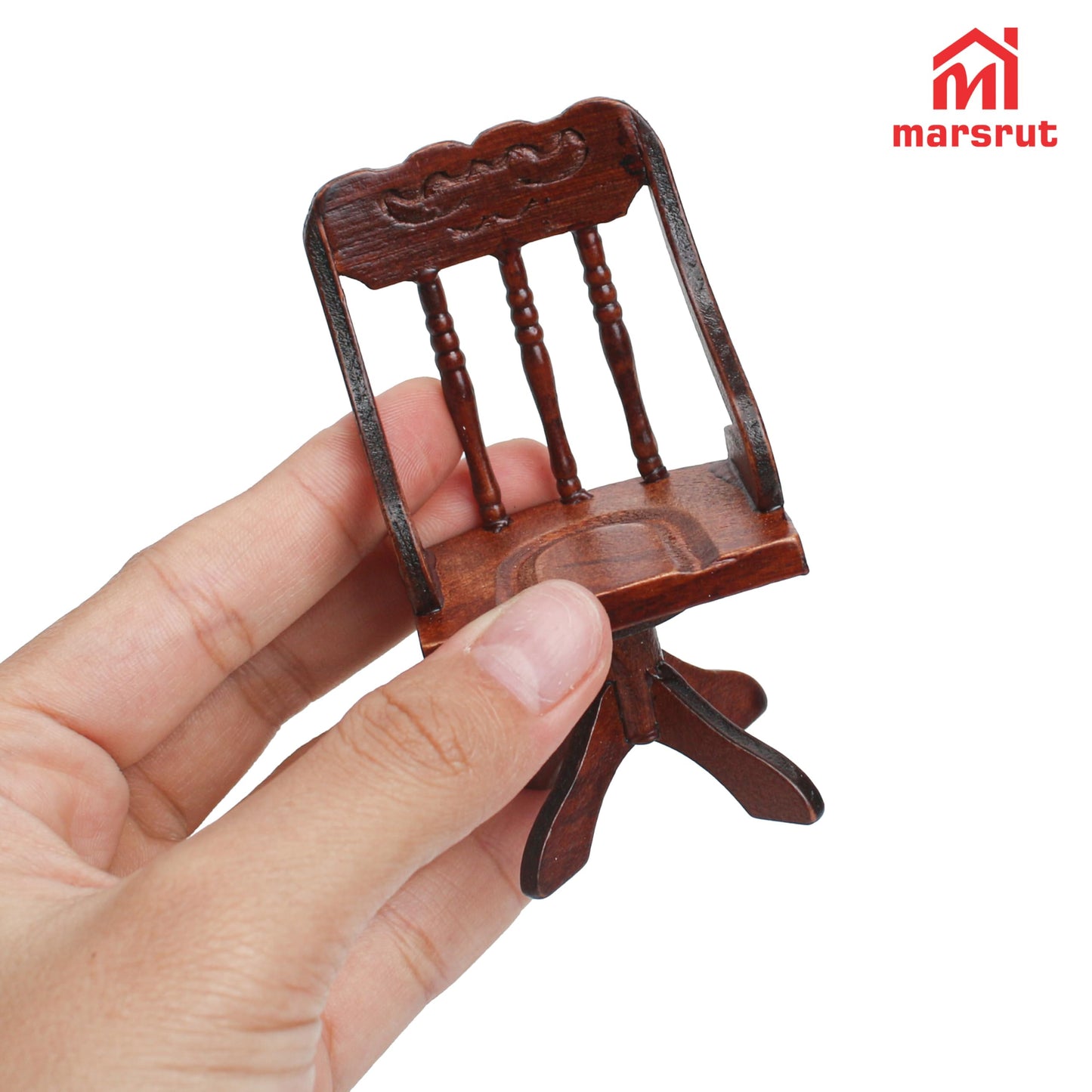 1/12 Scale Wooden Dollhouse Desk and Chair Set, Miniature Office Furniture, Computer Table Accessory, Retro Writing Simulation Doll House Accessories for Photo Props Scene