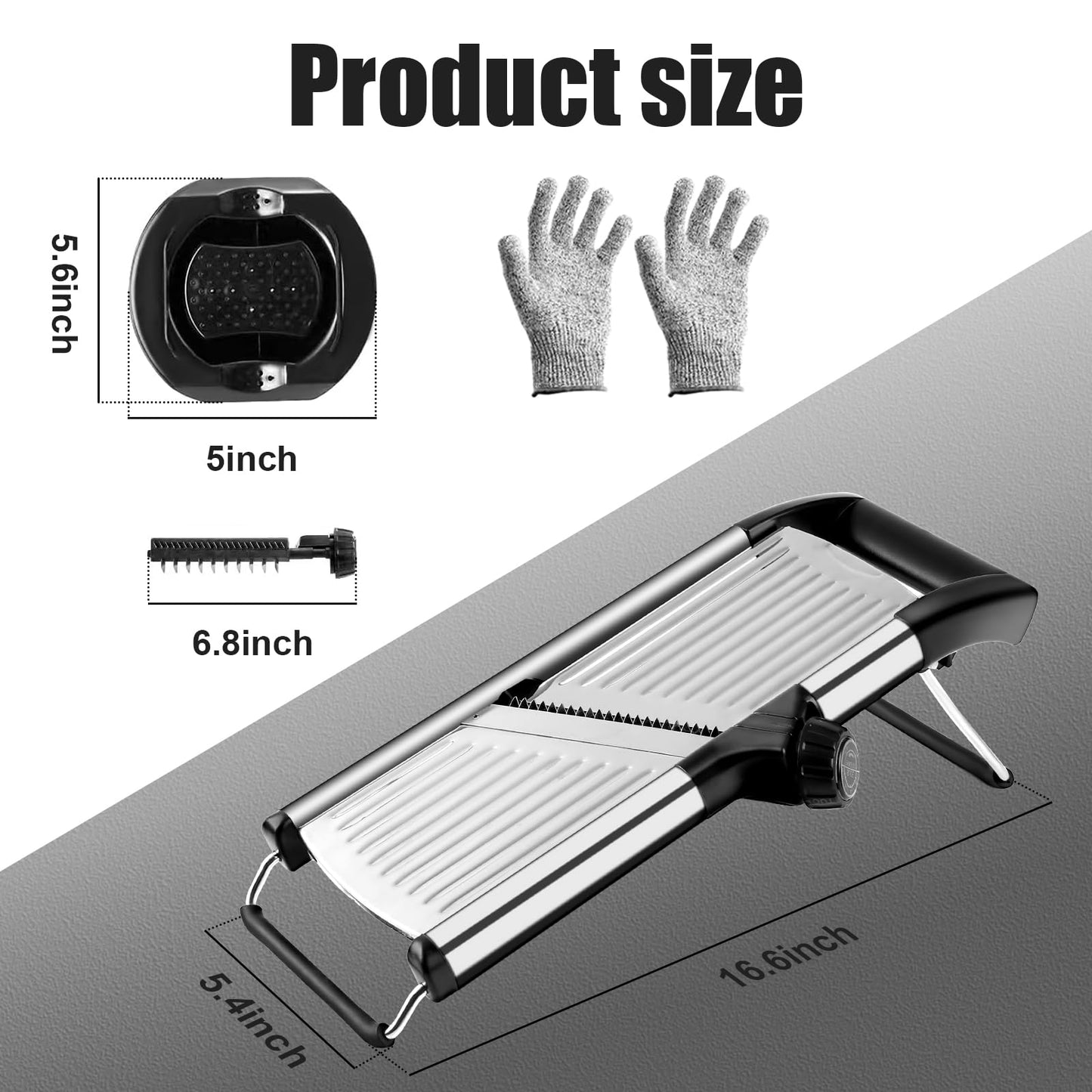NIOSAVM commercial Mandoline Slicer,Stainless Steel Vegetable Slicer,non-slip mandoline slicer for kitchen,Keto,Potato,cucumber,4 Blades & Cut-Resistant Gloves(Includes Brush & Cloth).