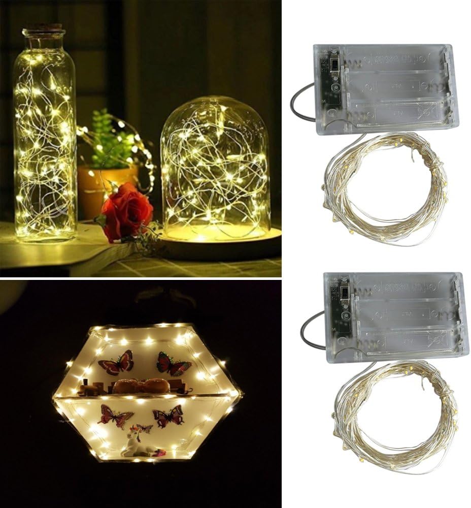 2 50LEDs 2 16.4) BXROIU x Fairy Lights Battery Operated, Silver Wire Mode Chains String Lights for Bedroom Christmas