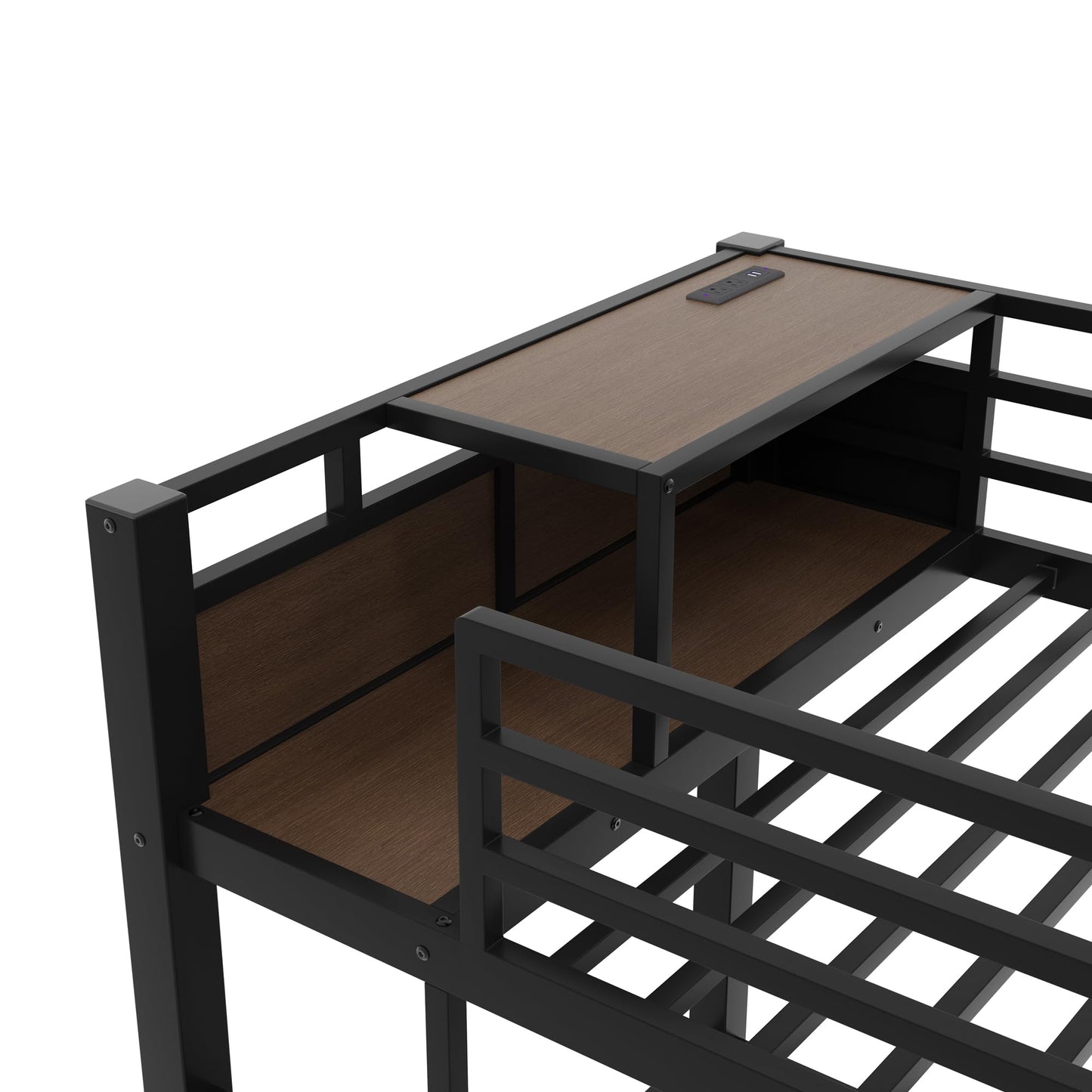 Bellemave Twin Size Bunk Bed with Storage Drawers and 3-Tier Shelves, Twin Bunk Bed with Charging Station and Lights, Heavy Duty Metal Bunk Beds for Teen, Adults