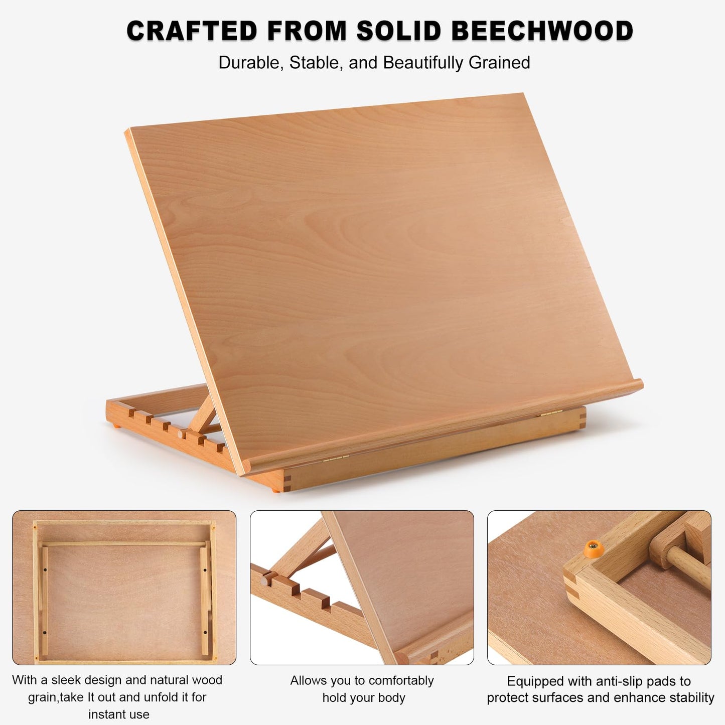 Tabletop Easel for Painting, 24.88"x17.28" Extra Large Adjustable Beechwood Drawing Board, Art Easel for Painting Sketching and Display Stand, Ideal for Diamond Art
