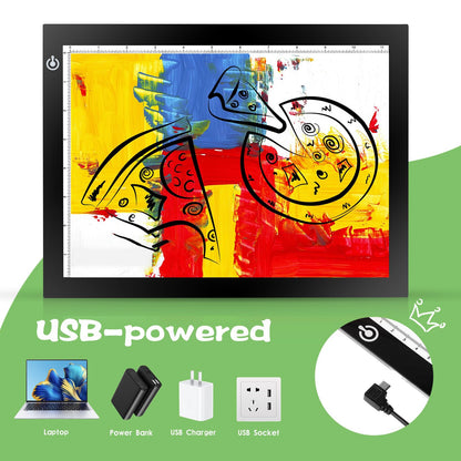 KIVOTAC 9x12 Inch LED Light Pad, Ultra-Thin USB Powered Bright Light up Box Adjustable Light Table for Drawing, Weeding Vinyl, Diamond Art, Sketching, Tracing and Animation