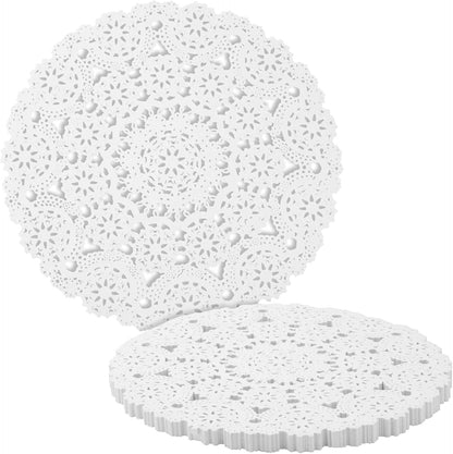 Juvale White Lace Paper Doilies for Tea Party Decorations - 12 in Round, 200 Pack Disposable Paper Placemats