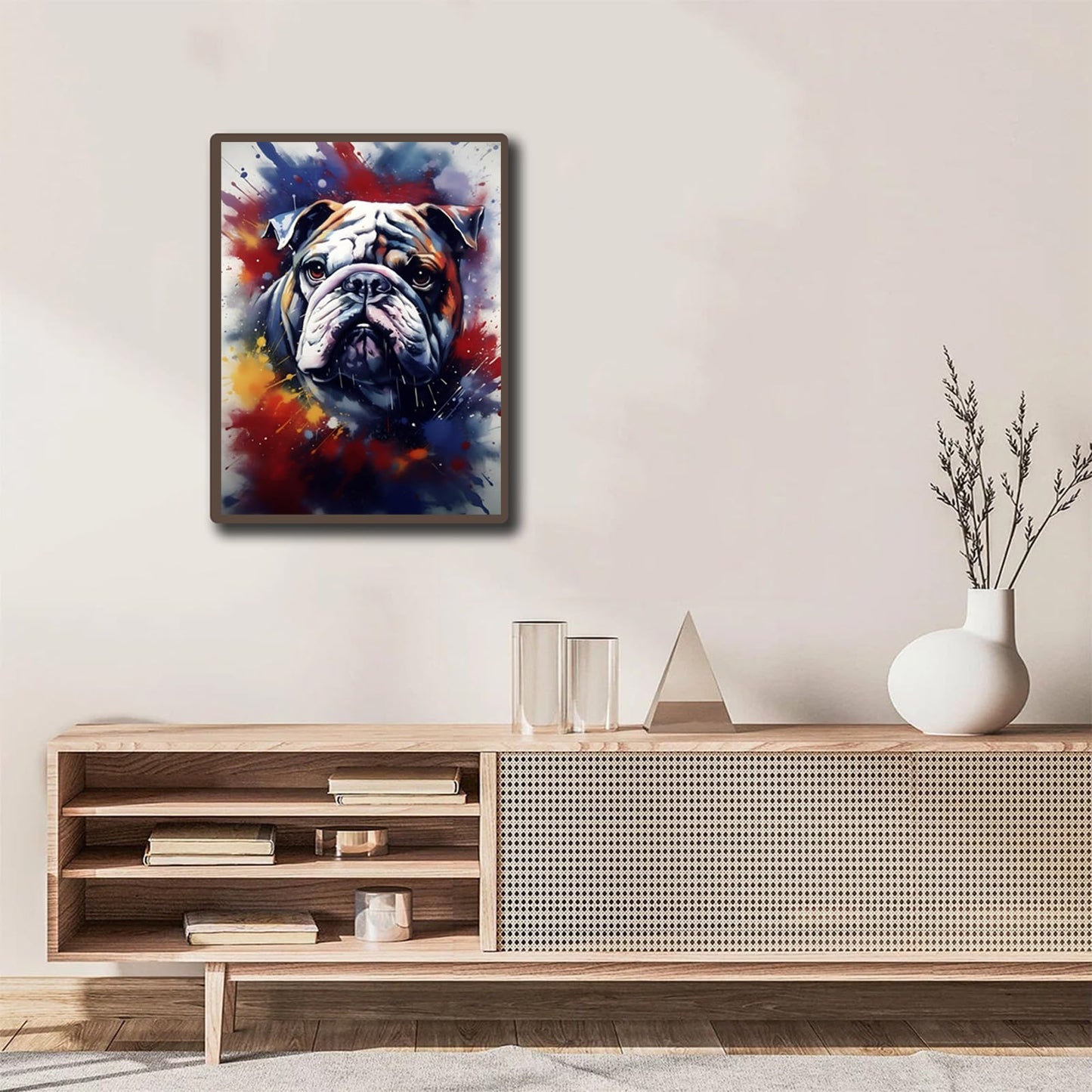 YUINJP Bulldog Diamond Painting Kits, Bulldog Dog Diamond Art Kits for Adults, DIY 5D Round Full Drill Gem Art Kit, Crystal Arts Crafts Home Wall Decor Gift 30x40cm