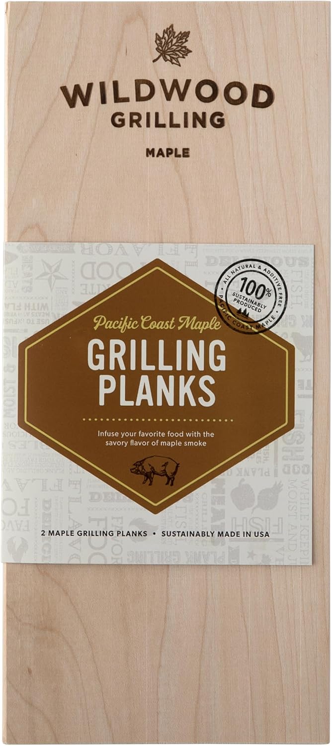 2-Pack 5" 11" 100% Wildwood Grilling PREMIUM Grade x Maple Grilling Planks - Adds a Sweet Yet Subtle Flavor to Food