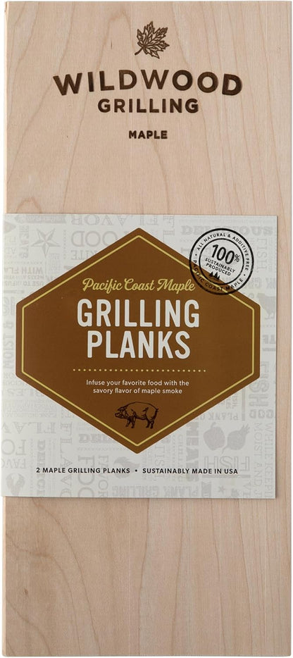 2-Pack 5" 11" 100% Wildwood Grilling PREMIUM Grade x Maple Grilling Planks - Adds a Sweet Yet Subtle Flavor to Food