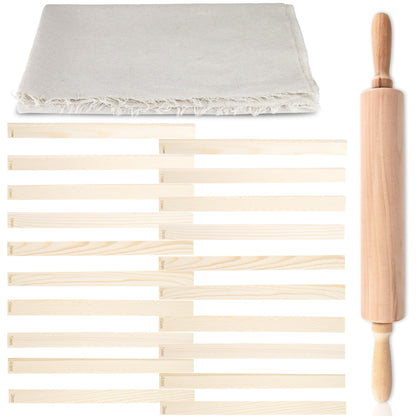 22 Pcs Pottery Tools Set with Clay 10 Size Rolling Pin Guides Wood Rolling Pin Linen Tablecloth for Ceramic Clay Making