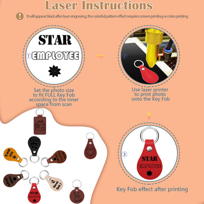 iFForce 60 Pcs Lasable Engravable Blanks - Leatherette Iron on Hat Patches & PU Leather Key Fob Kit for DIY Custom Laser Engraving Craft Gifts