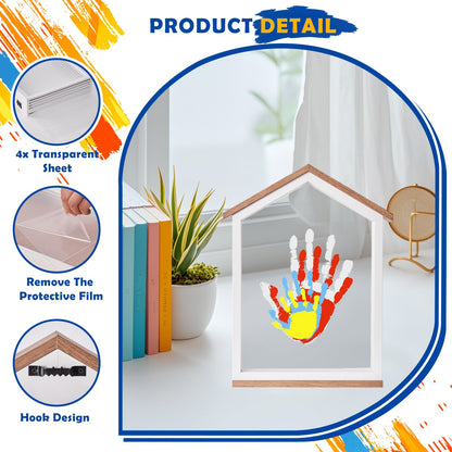 CHERRY CHEERS Exclusive House Shaped Family Handprint Kit; Unique DIY Keepsake, Complete Set, Meaningful Gift for Home Decor, Family Craft & Memory Making