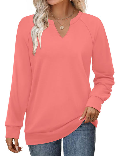 SAMPEEL Sweatshirts for Women V Neck Long Sleeve Shirts Lightweight Sweaters Fall Fashion Tops Outfits 2025