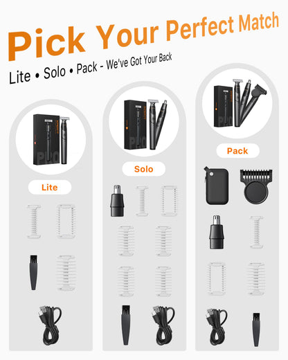 [2025 Upgraded Beard & Body Hair Trimmer for Men [All-in-One] USB-C Fast Charging, Groin & Ball Hair Painless Electric Shaver, Travel Razors, Waterproof Wet/Dry Groomer, Black(Lite)