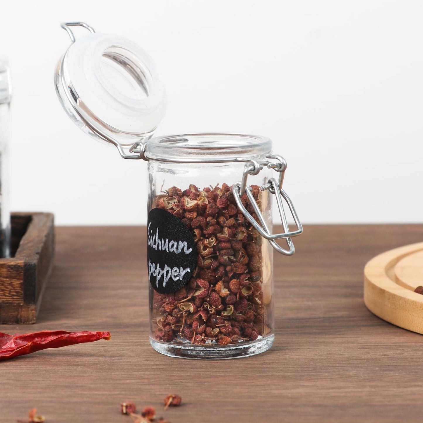 Homelike Style 2.3 oz Small Glass Stash Jars with Labels, 12 Pack Mini Spice jars with Airtight Seal, Empty Spice Bottles with Silicone Rubber Gasket for Herb Tea Seasoning Storage