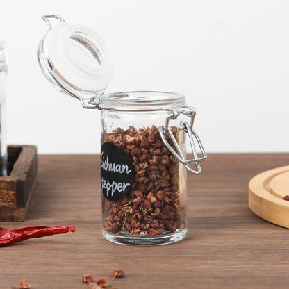Homelike Style 2.3 oz Small Glass Stash Jars with Labels, 12 Pack Mini Spice jars with Airtight Seal, Empty Spice Bottles with Silicone Rubber Gasket for Herb Tea Seasoning Storage