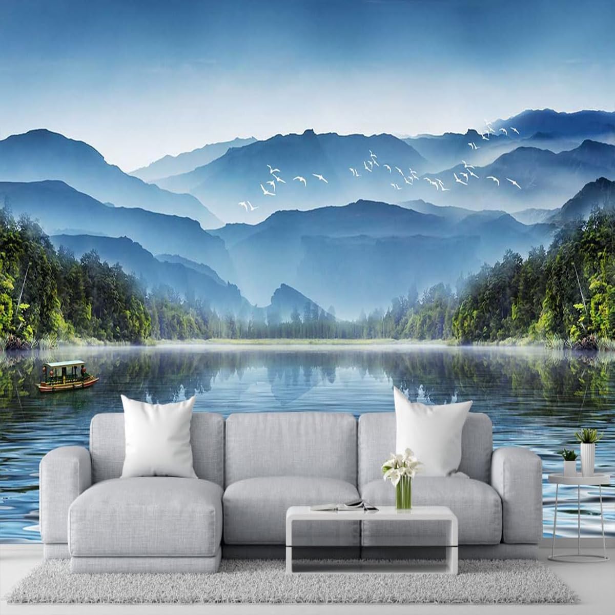 FENDROM Spring Nature Tapestry Wall Hanging Misty Mountain Forest River Landscape Tapestries for Home Decor