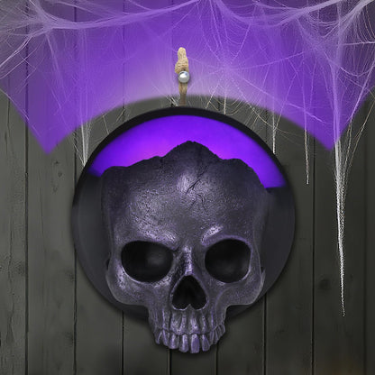 Ovewios Halloween Skull Decorations, Gothic Skeleton Head Hanging Wall Decor, Resin Creepy Skull Led Lights for Indoor Halloween Party Home Decorations