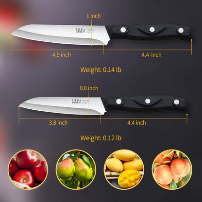 2PCS Little Cook Paring Knife Set, Ultra Sharp German Stainless Steel Kitchen Knives