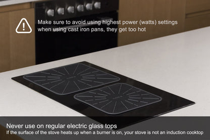 Lazy K Induction Cooktop Mat - Silicone Fiberglass Scratch Protector - for Magnetic Stove - Non slip Pads to Prevent Pots from Sliding during Cooking - Square (9inches) Black