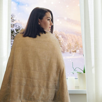 GREENWISH USB Heated Shawl, Electric Lap Blanket Throw, Warm Flannel Pad for Winter Home Office Car, 55 X 32 Inch