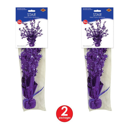 Beistle Star Gleam ‘N Burst Centerpiece, 2-Piece Purple Metallic Table Display for Birthday Parties, Celebrations, Mardi Gras, and Sports Team Decorations, 15”