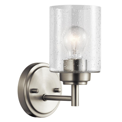 Kichler Winslow 9.25" Wall Sconce in Brushed Nickel, 1-Light Modern Wall Mount Fixture with Clear Seeded Glass , 45910NI