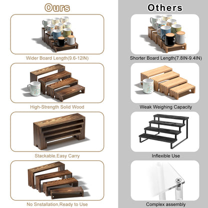 2 Set Wooden Tiered Risers Display Stands for Vendor Events,Stackable Wood Cupcake Display Stand,Farmhouse Decor Wood Dessert Table Display Set,Vendor Booth Display Items,Food Display Risers for Party