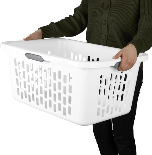 Large Plastic Laundry Basket by [Brand Name] - 2 Bushel Capacity, Durable & Collapsible with 4 Comfort Grip Handles | Ideal for Bedroom, Laundry Room & Dorm