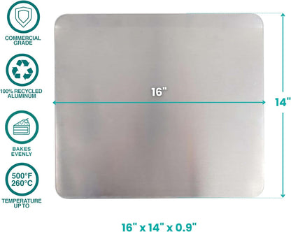 Baker's Secret Cookie Sheet Set - 2pcs Pure Aluminum Insulated Baking Trays | Commercial Grade, Extra Thick
