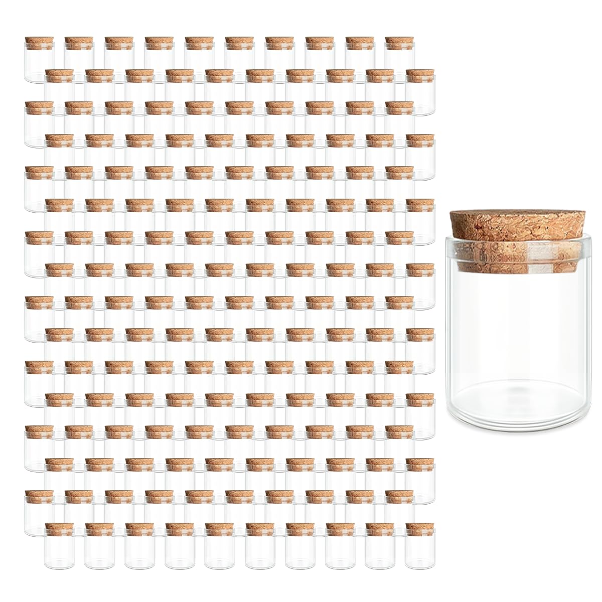 160-Pack 0.17 (5 ml) Glass Bottles & Test Tubes with Cork Stoppers – for Spell Jars, Spice Storage, DIY Favors, Travel Memories, Plant Propagation – Empty Recyclable Containers for Crafts, Kitchen