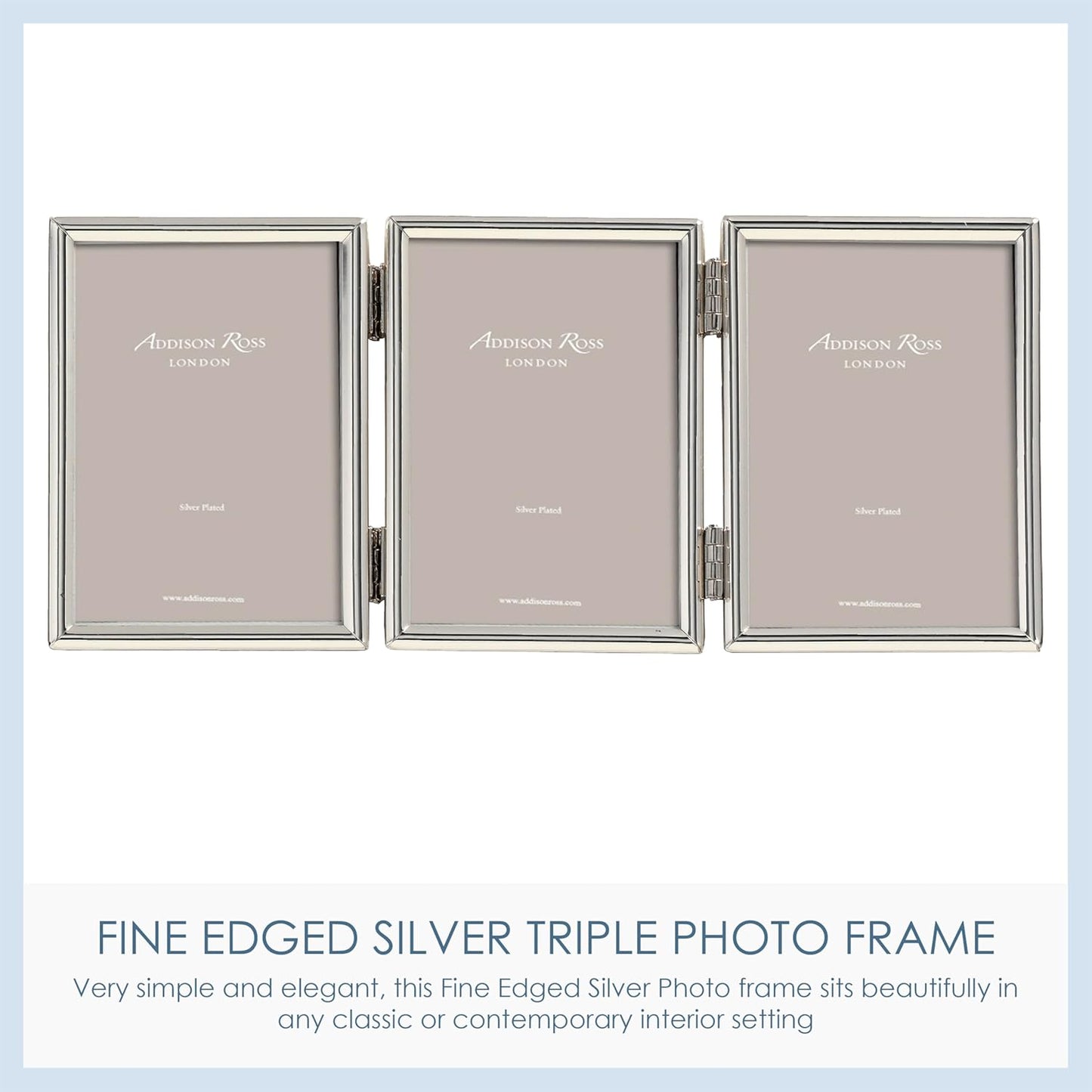 Addison Ross Essentials Photo Frame, Silver Plate Treble, 2 x 3 Inches